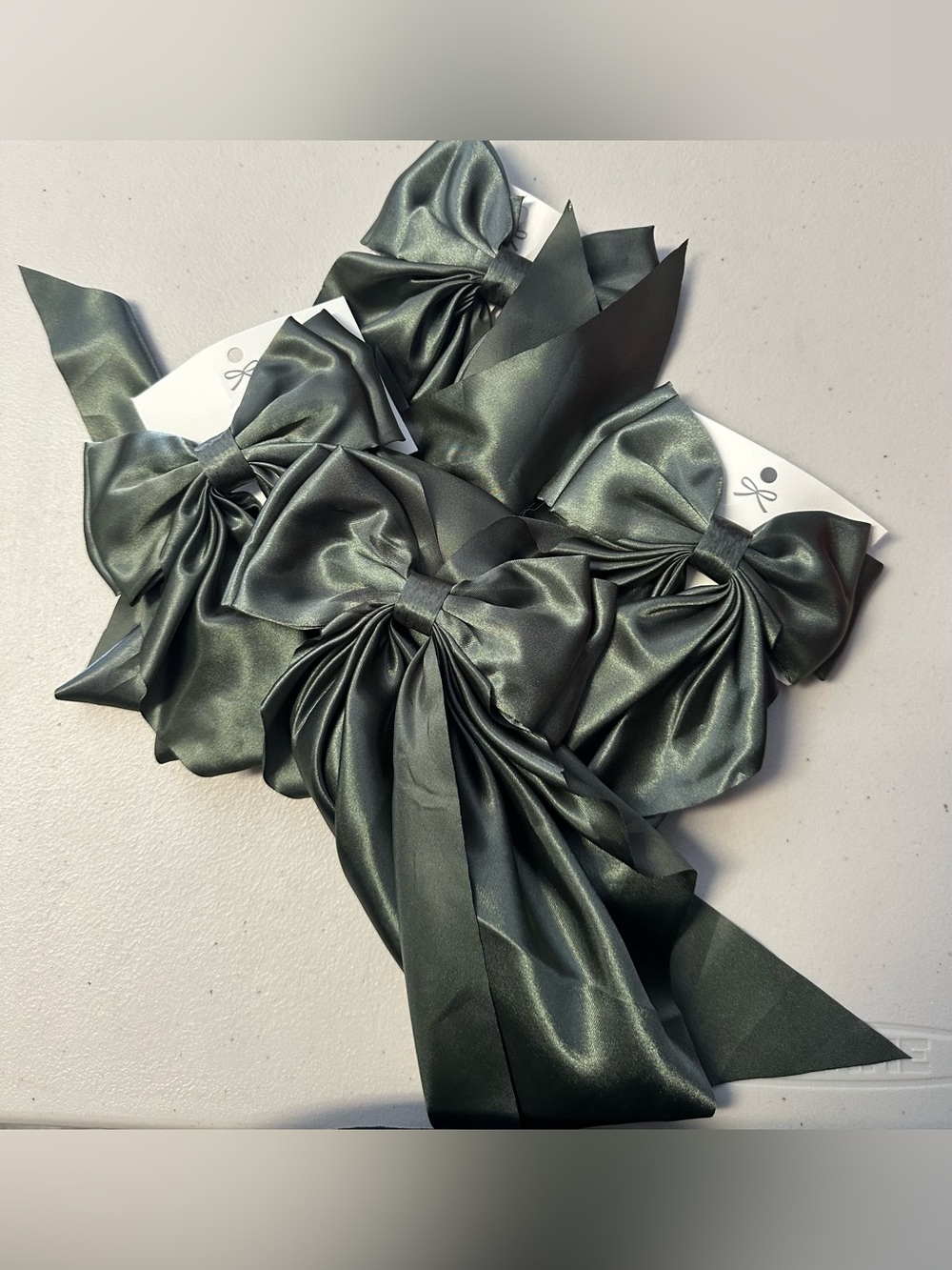 Satin Bow Hair Clips in Deep Forest Green
